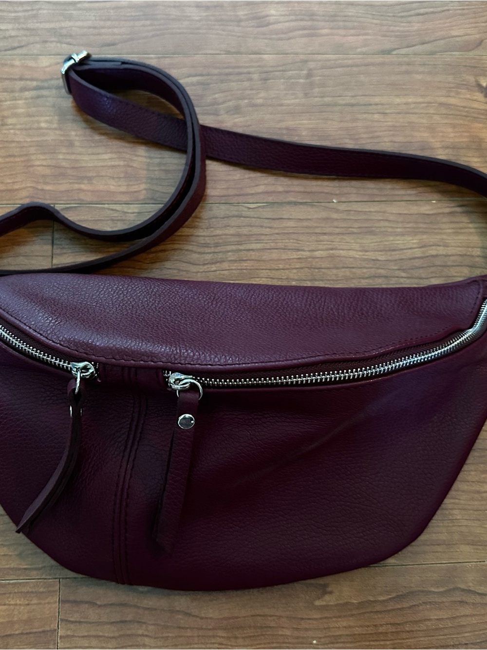 Burgundy Leather Crossbody Belt Bag